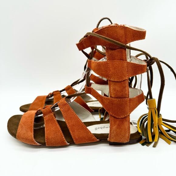 Jeffrey Campbell Redondo Caged Suede Gladiator Tassel Tie Sandal Orange Size 7.5 - Picture 8 of 13